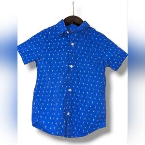 The Children's Place Blue Button Down Shirt with Palm Tree Print